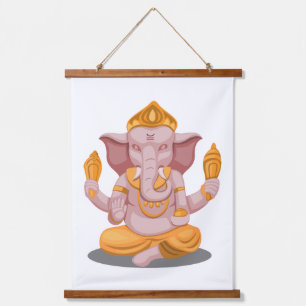 Ganesh Wandteppich Mit Holzrahmen