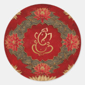 Ganesh Wedding | Indian Wedding Gold Lotus Red Runder Aufkleber (Vorderseite)
