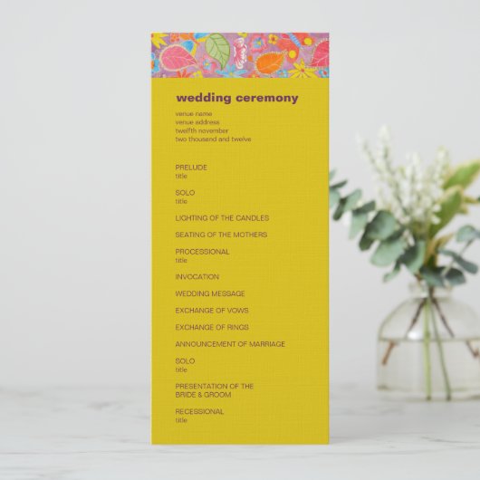 Ganesh Wedding Program gelb Programm (Stehend Vorderseite)