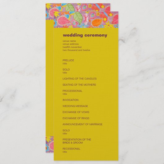 Ganesh Wedding Program gelb Programm (Vorne/Hinten)