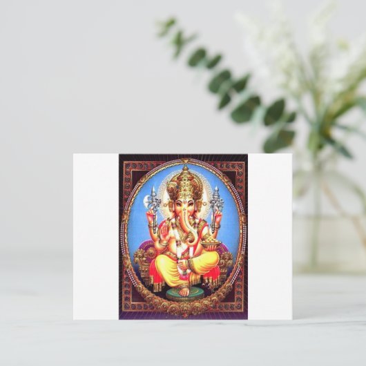Ganesha (ग णे श) Indischer Elefant Postkarte (Stehend Vorderseite)