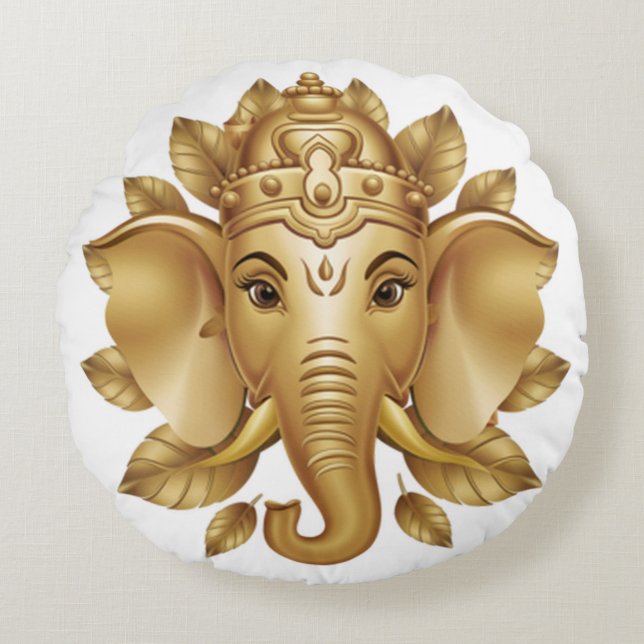 Ganesha 3 rundes kissen (Vorderseite)