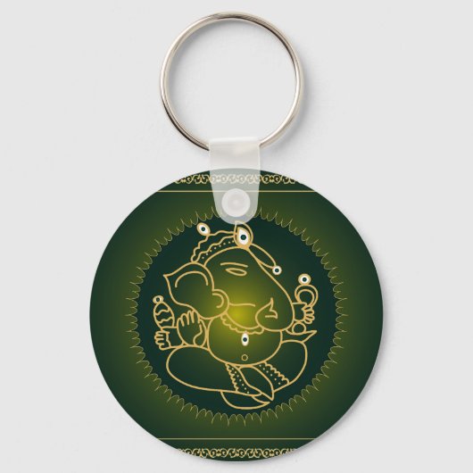 Ganesha auf grün - Schlüsselanhänger (Vorderseite)