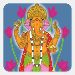 Ganesha-Aufkleber & Schlüsselanhänger-Kombination Quadratischer Aufkleber