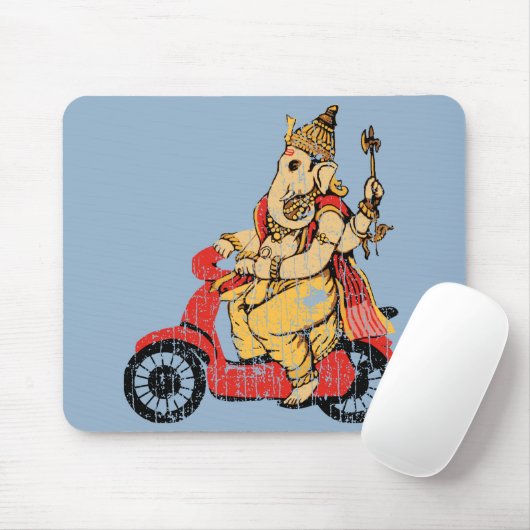 Ganesha, das einen Roller reitet Mousepad (Mit Mouse)