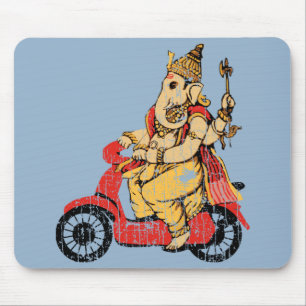 Ganesha, das einen Roller reitet Mousepad