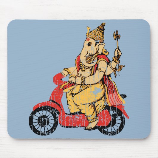 Ganesha, das einen Roller reitet Mousepad (Vorne)