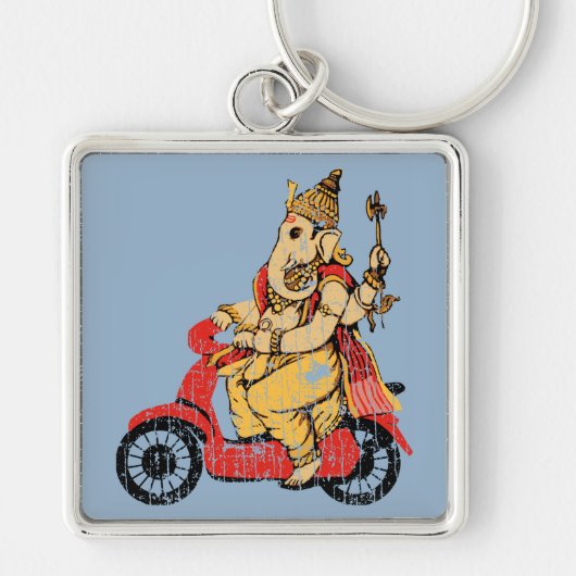 Ganesha, das einen Roller reitet Schlüsselanhänger (Vorne)