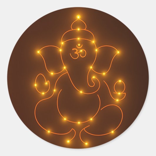 Ganesha Design Runder Aufkleber (Vorderseite)