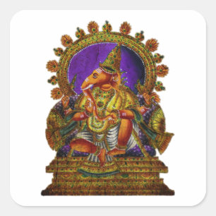 Ganesha Deva antique Erstellen Sie Ihren eigenen Quadratischer Aufkleber