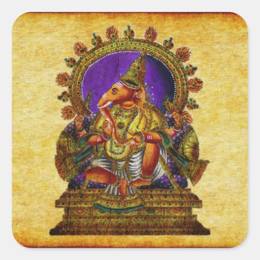 Ganesha Deva antique Quadratischer Aufkleber (Vorderseite)