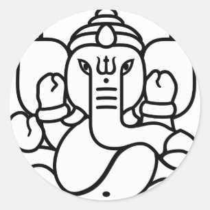 Ganesha Elefant-Nr. 3 (Schwarz-weiß) Runder Aufkleber