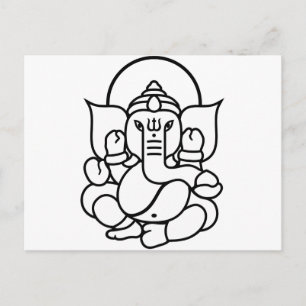 Ganesha Elephant Nr. 3 (Schwarz-weiß) Postkarte