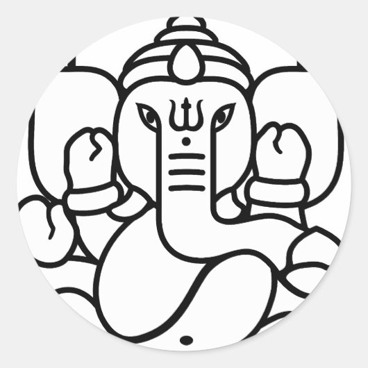 Ganesha Elephant Nr. 3 (Schwarz-weiß) Runder Aufkleber (Vorderseite)