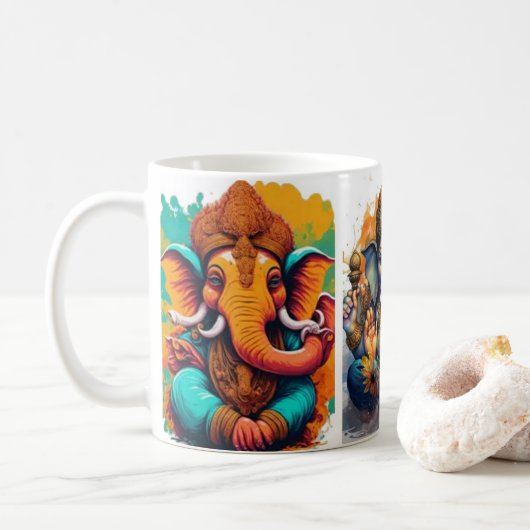 Ganesha, Ganesch, Ganapati-Abbau von Hindernissen  Kaffeetasse (Mit Donut)