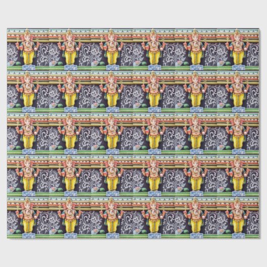 Ganesha God Statue Wrapping Paper Geschenkpapier (Flach)