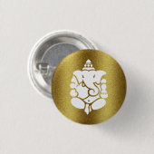 Ganesha Golden Glitzer Design Button (Vorne & Hinten)
