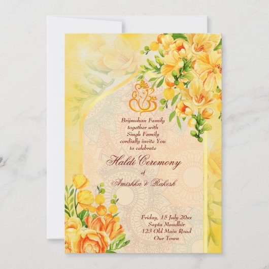 Ganesha Haldi Einladung (Vorderseite)