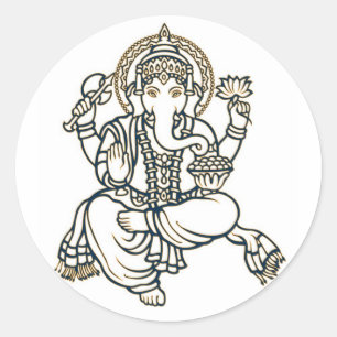 Ganesha Hindu Deity God Runder Aufkleber