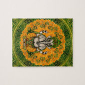 Ganesha in den Ringelblumen-Blumen und in der Puzzle (Horizontal)