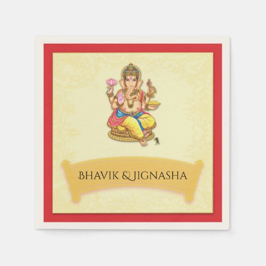 Ganesha Indian Wedding Napkin Serviette (Vorderseite)