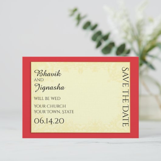 Ganesha Indian Wedding Save the Date (Stehend Vorderseite)