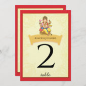 Ganesha Indian Wedding Tischnummer (Vorne/Hinten)