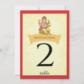 Ganesha Indian Wedding Tischnummer (Vorderseite)