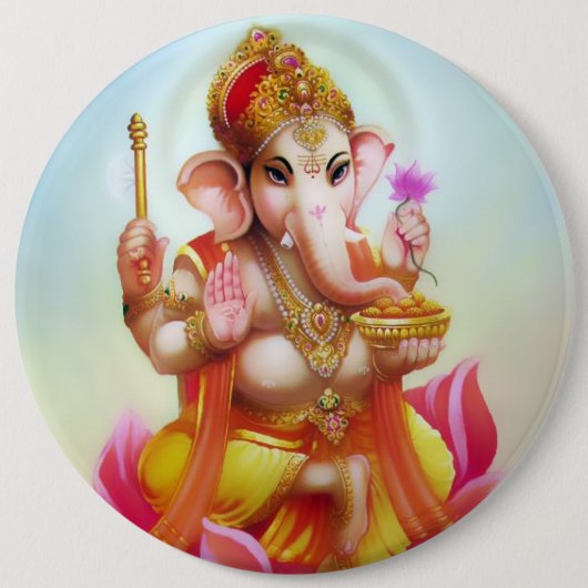 Ganesha Knopf - Version 10 Button (Vorderseite)