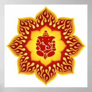 Ganesha Lotus Design Poster