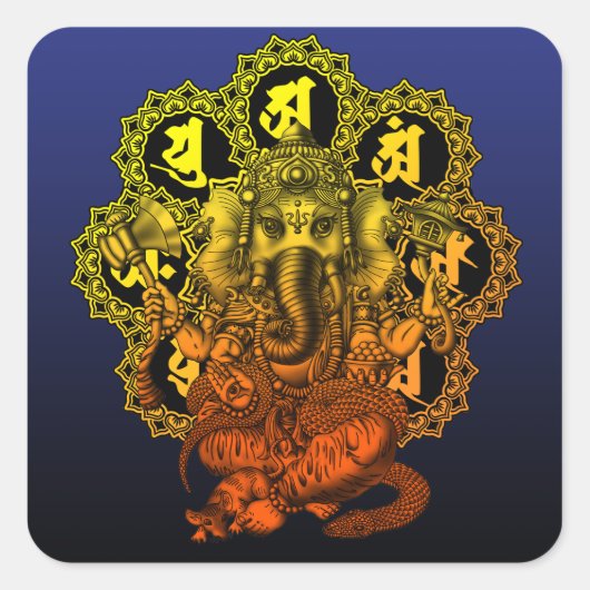 Ganesha Mandala2 Quadratischer Aufkleber (Vorderseite)