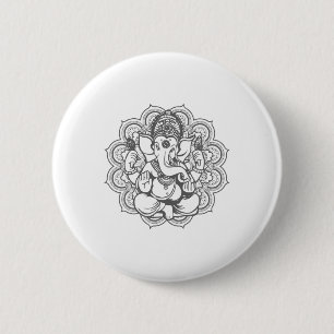 Ganesha-Mandala Hindu-Gott Hinduismus Yoga-Geschen Button