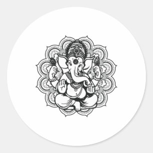 Ganesha-Mandala Hindu-Gott Hinduismus Yoga-Geschen Runder Aufkleber