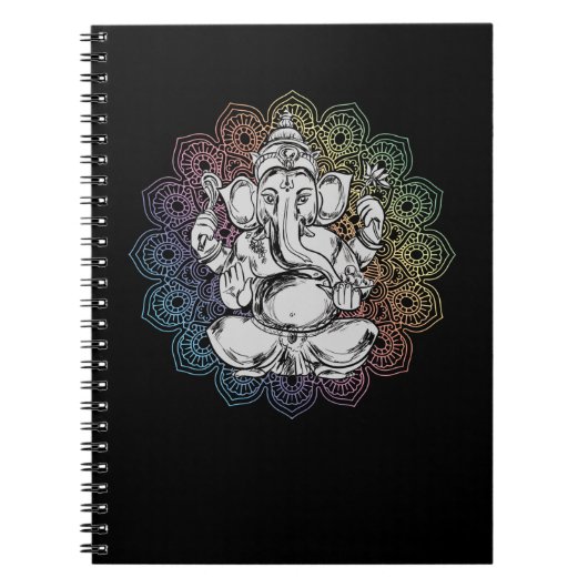 Ganesha Mandala Hindu Yoga Spirituelle Elefant Notizblock (Vorderseite)
