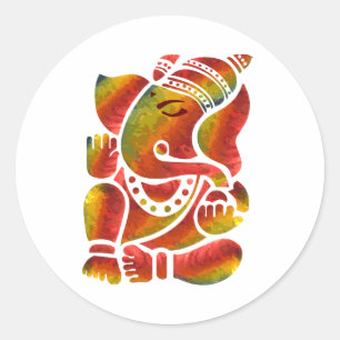 Ganesha-Mehrfarbige Malerei Runder Aufkleber