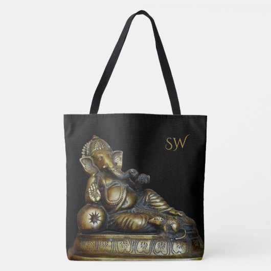 Ganesha mit (oder ohne) Ihren Initialen Tasche (Vorderseite)