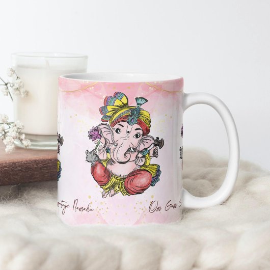 Ganesha pink Ganapathi personalisiertes Geschenk Kaffeetasse