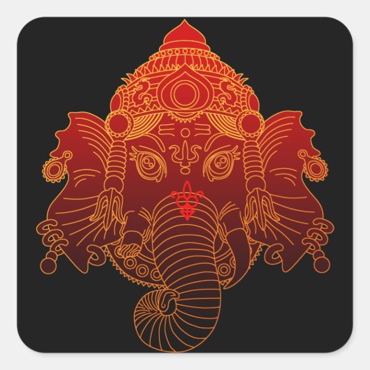 ganesha quadratischer aufkleber (Vorderseite)