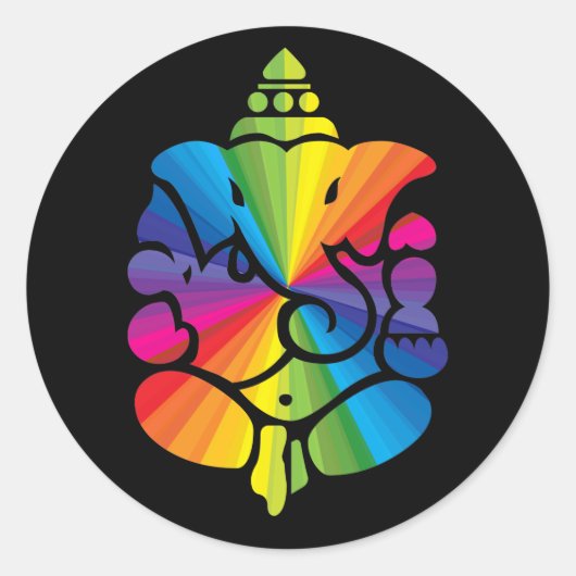 Ganesha Rainbow Sign Runder Aufkleber (Vorderseite)