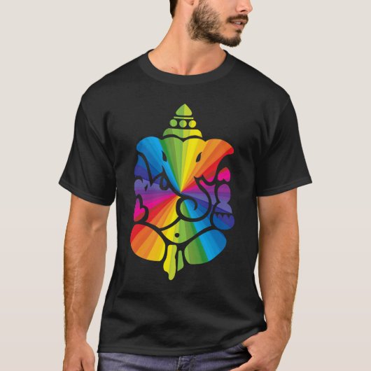 Ganesha Regenbogen-Zeichen T-Shirt (Vorderseite)