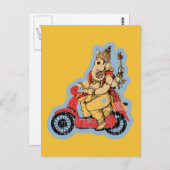 Ganesha Riding a Scooter Postkarte (Vorne/Hinten)