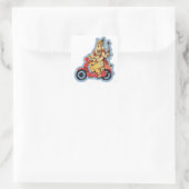 Ganesha Riding a Scooter Quadratischer Aufkleber (Tasche)