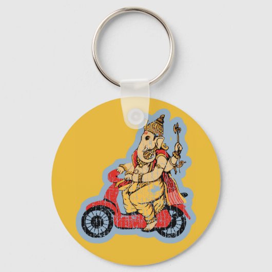 Ganesha Riding a Scooter Schlüsselanhänger (Vorderseite)