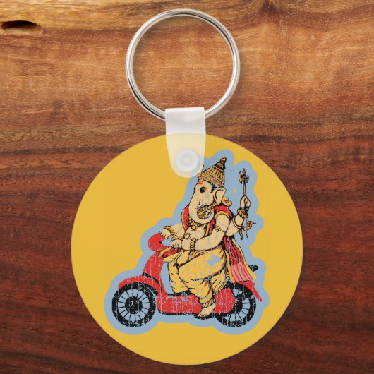Ganesha Riding a Scooter Schlüsselanhänger (Vorderseite)
