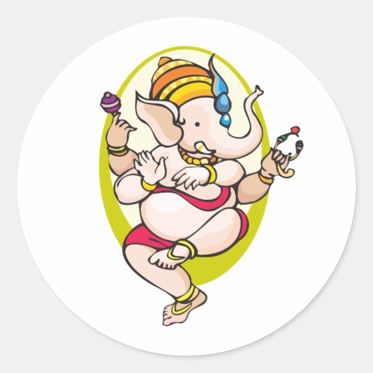 Ganesha Runder Aufkleber (Vorderseite)
