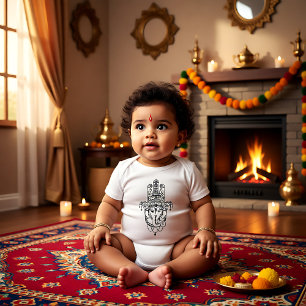 Ganesha, schönes knuspriges Bild auf weiß Baby Strampler