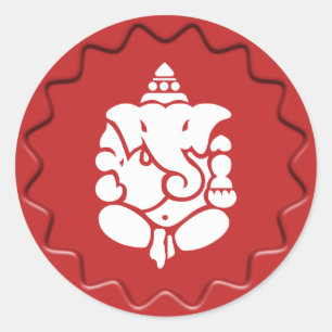 Ganesha Sign Red Wax Siegel Runder Aufkleber
