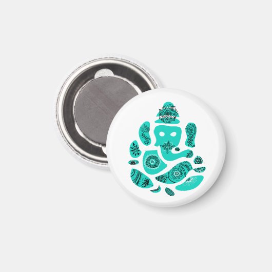 Ganesha Small, 3,2 cm Round Magnet (Vorderseite/Rückseite)