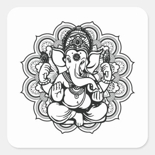 Ganesha Square Sticker (Vorderseite)