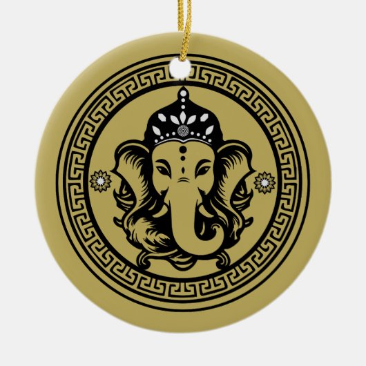 Ganesha Themed Hindu Art Print Keramik Ornament (Vorne)